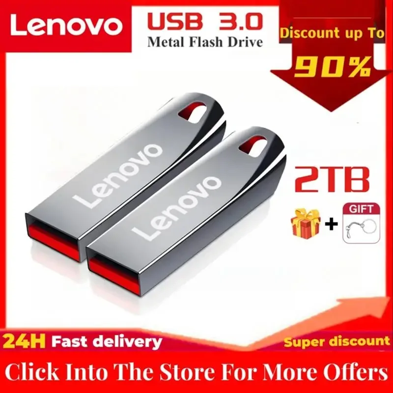 Lenovo 2TB Usb3.0 Flash Drives High Speed Metal Pendrive Portable Waterproof Memoria Usb Flash Disk For Computer Storage Devices