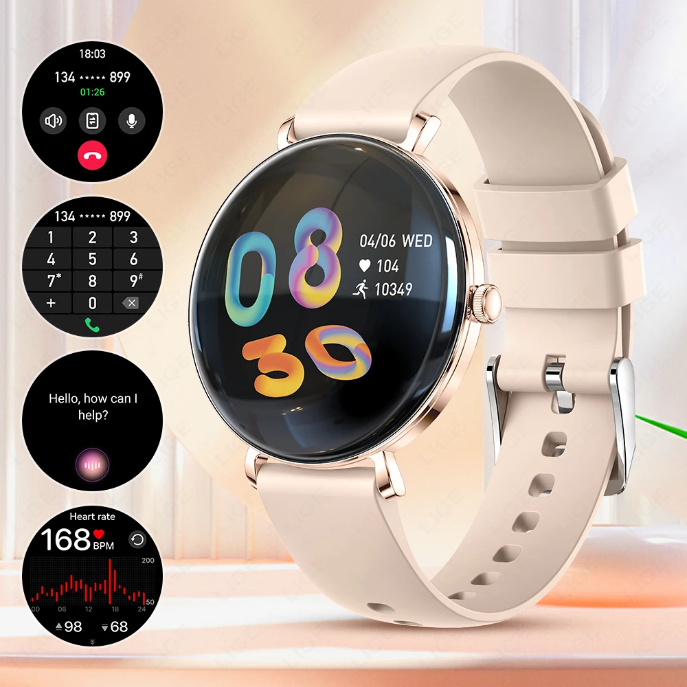 

LIGE New Smart Watch Women 1.43'' AMOLED HD Screen Bluetooth Call Heart Rate Sport Health Fitness Smartwatch Men For Android IOS