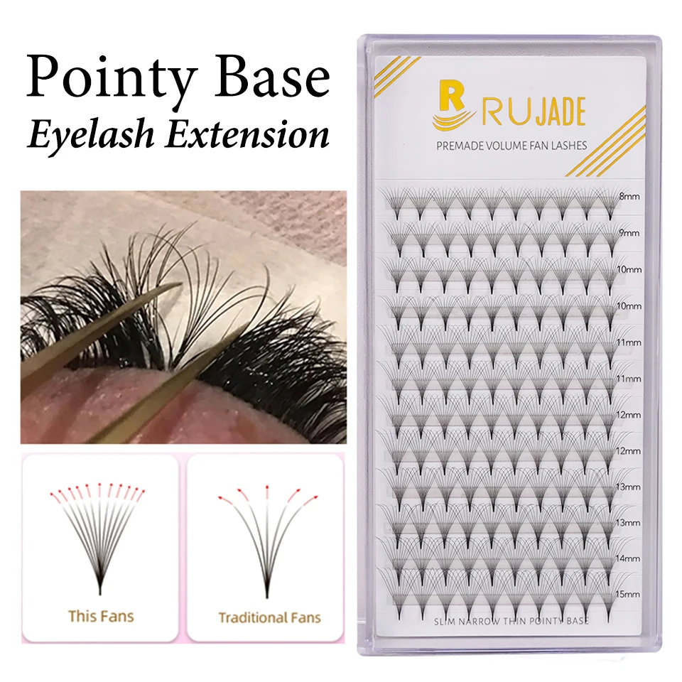 

RUJADE Sharp Slim Narrow Base Premade Fans Eyelash Extension 5D 6D 8D 10D 12D 14D Super Fans Pointy Stem Cashmere Cluster Lashes