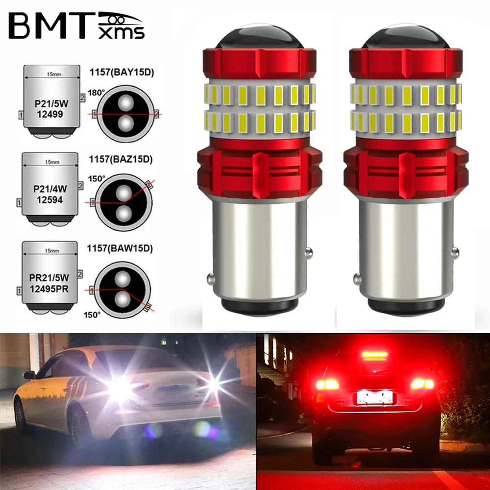 BMTxms 2Pcs Baw15d pr21/5w Canbus For Car Auto Led Bulb Brake Light Baz15d 1157 P21/4w Bay15d P21 5w Drl Turn Stop Signal Lamp