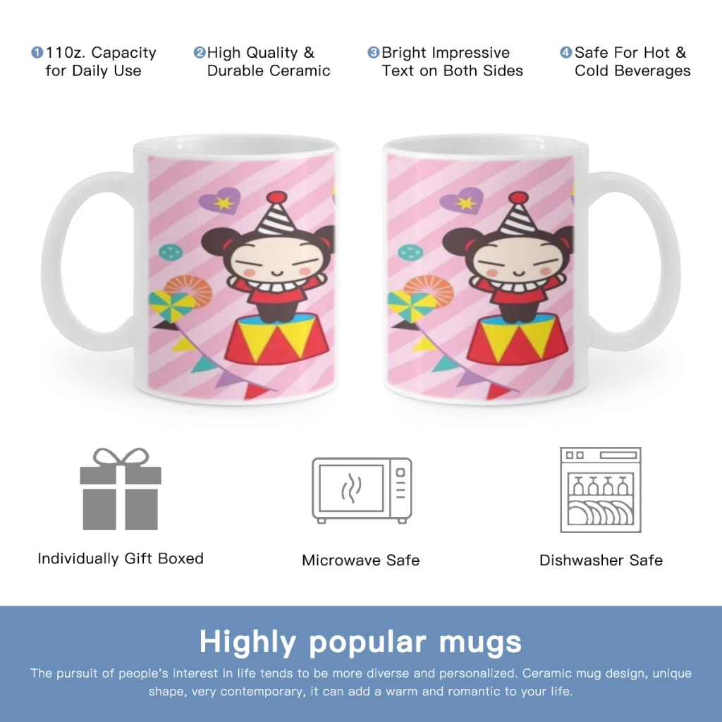 Cute Cartoon Pucca Garu Free shipping Ceramic Cup Coffee Oatmeal Breakfast Cup Creative Personality Mug