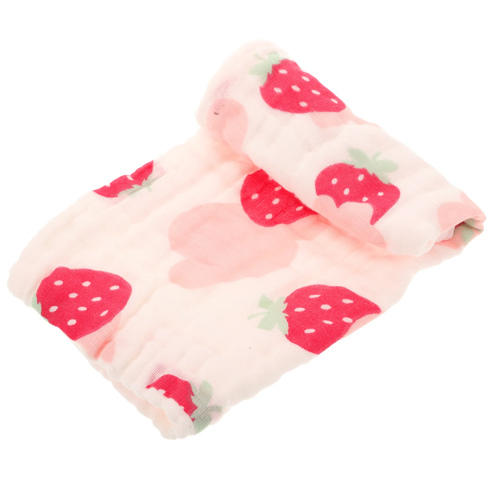 

6 Layers Muslin Gauze Square Towels 30x30cm Strawberry Print Baby Drool Bibs Washcloths High Absorbency Durable Cotton