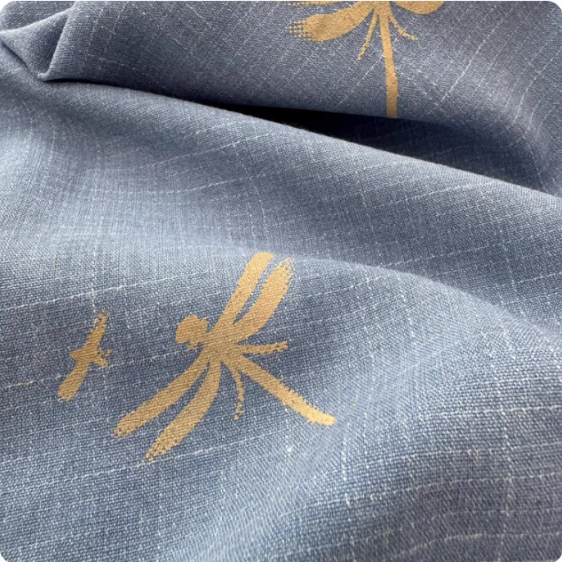 

Light blue dragonfly printed fabric for women's shirts, dresses and children's clothing polyester fabric