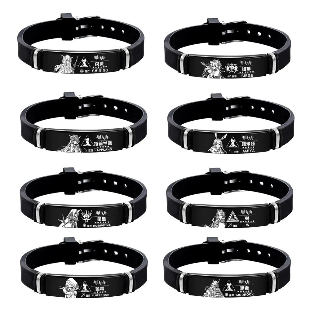 Game Arknights Bracelets 23 Styles Figure Pattern Cosplay Metal Silicon Bangles Ladies Anime Hand Bangle Jewelry Gifts for Fans