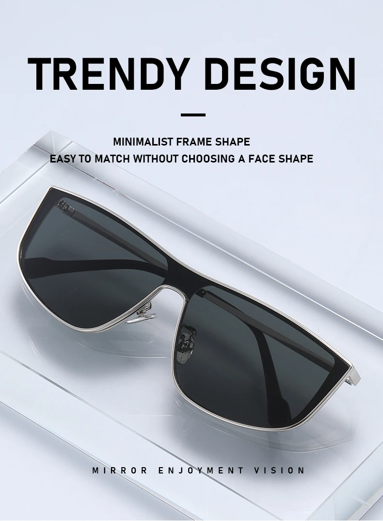 Einteilige Sonnenbrille mit Metallrahmen, modische und hochwertige Sonnenbrille für quadratische und runde Gesichter für Damen und Herren 2507 – Detail 5