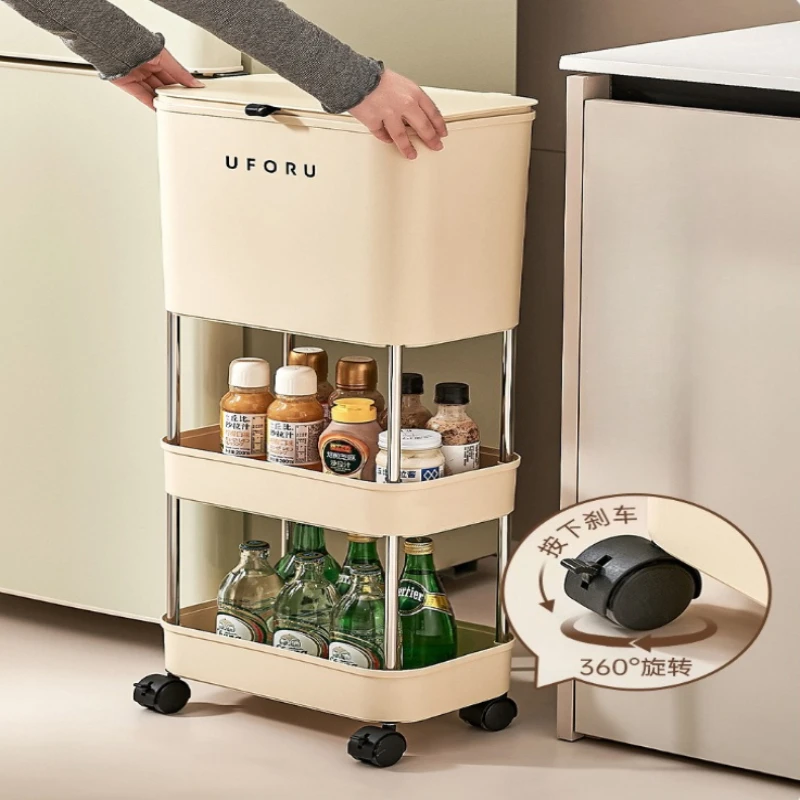 

Portable Plastic Waste Bins No-bending Household Lid-on Dry-wet Separation Waste Bins Kitchen Classified Home Vuilnisbakken JTW