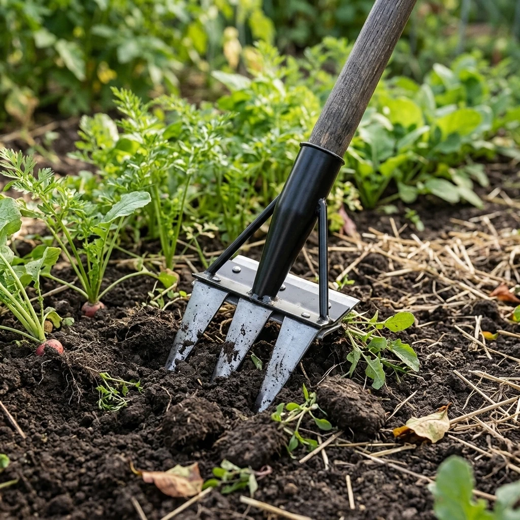 3/5/7 Teeth Iron Gardening Hoe Weeding Rake Farm Tool Grasping Raking Loosening Soil Nail Rake Tool Artifact Farm Tool