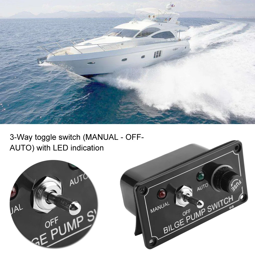 

Boat Marine Switch Panel 5A 12V LED Indicator Bilge Pump Switch Panel Manual / Off / Auto for Boat Marine