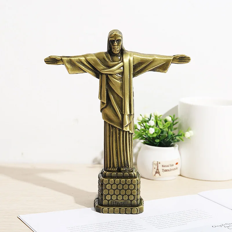 

Metal Statue of Jesus Figurine Art Christian Statue Crist Redentor Jesus Christ Sculpture Model Home Decoration