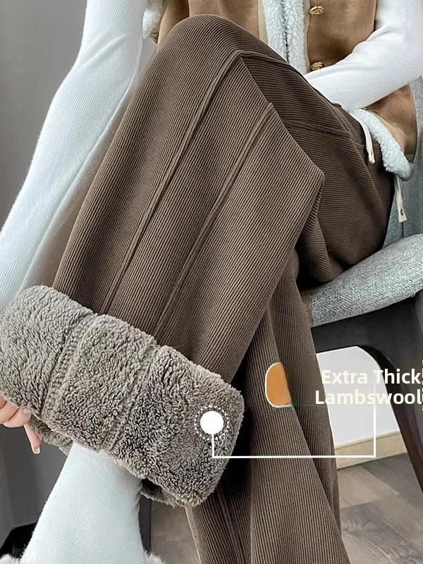 

Утепленные зимние спортивные брюки Thiened Fce, прямые, облегающие, струящиеся, ветрозащитные, хлопковые, для повседневной носки, с высокой талией, эластичные