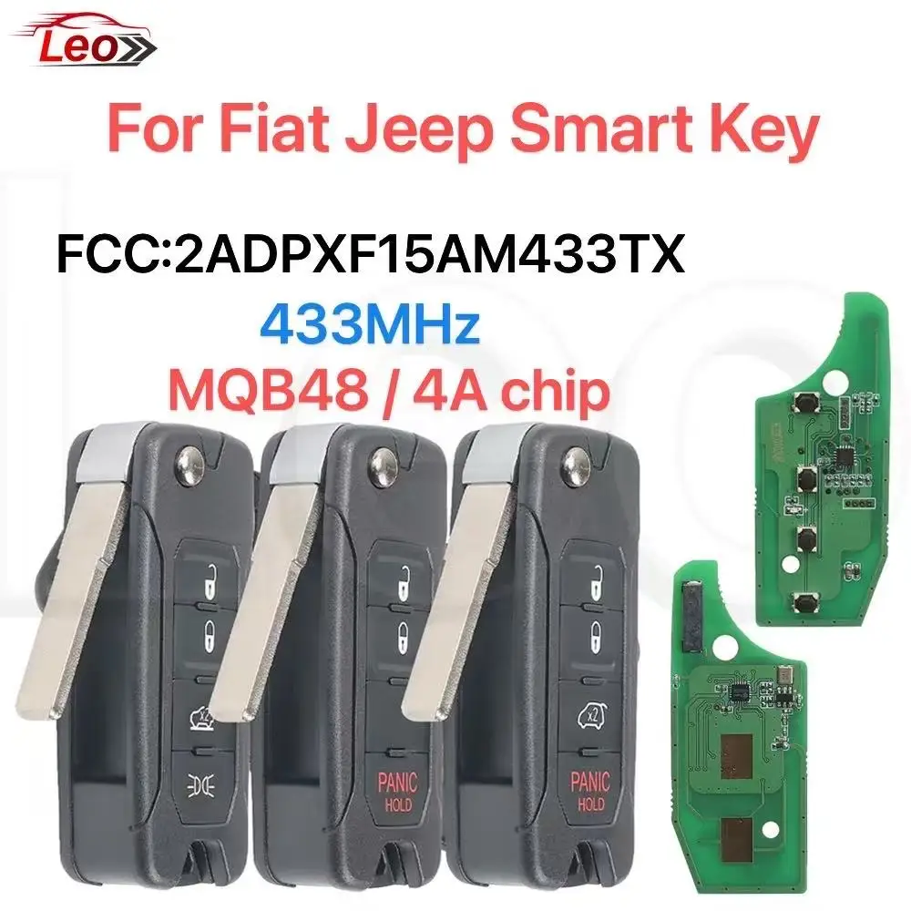 

Смарт-ключ Leo FCC ID:2ADPXFI5AM433TX для Jeep Fiat 500X Egea Tipo Toro Crono 2016-2018, с лезвием SIP22, частотой 433 МГц и чипом MQB48/4A.
