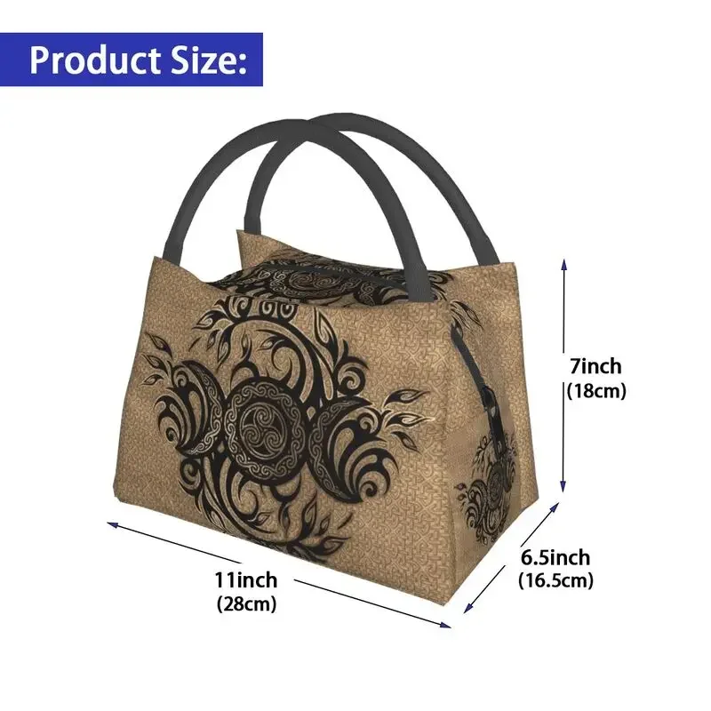 Triple Moon With Triskelion Insulated Lunch Bag for Women Leakproof Pentagram Pagan Wiccan Cooler Thermal Bento Box Work Picnic