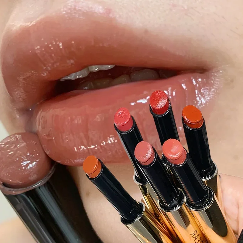 Water-light Jelly Lipstick Pink Orange Silky Glossy Mirror Solid Lips Gloss Lasting Moisturizing Non-Stick Cups Makeup Cosmetics