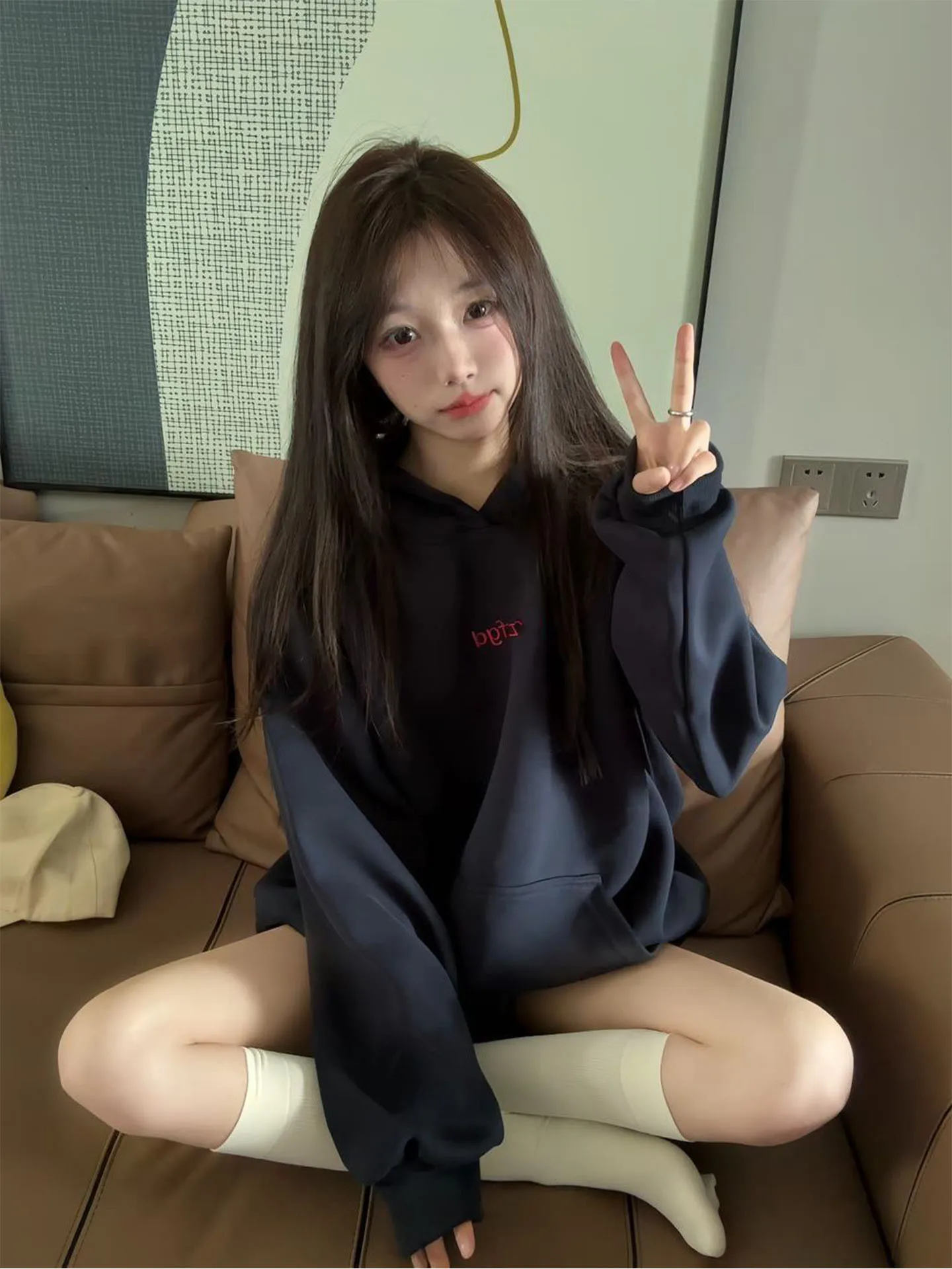 Sweet Loose Long Sve Hoodie Women's Personali Versatile Print Comfortable Fall New Sle Streetwear Korean Sle Top