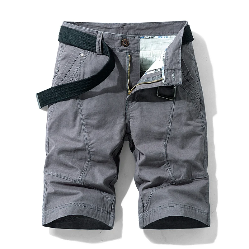 2024 New Cargo Shorts Men's Elastic Waist Mountaineering Sports Fashion Brand Loose Straight Casual All-Match Cropped Pants