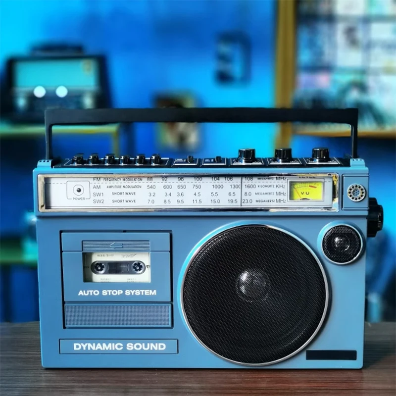 

Rechargeable retro tape recorder cassette player radio FM AM shortwave Bluetooth speaker card AA battery*5
