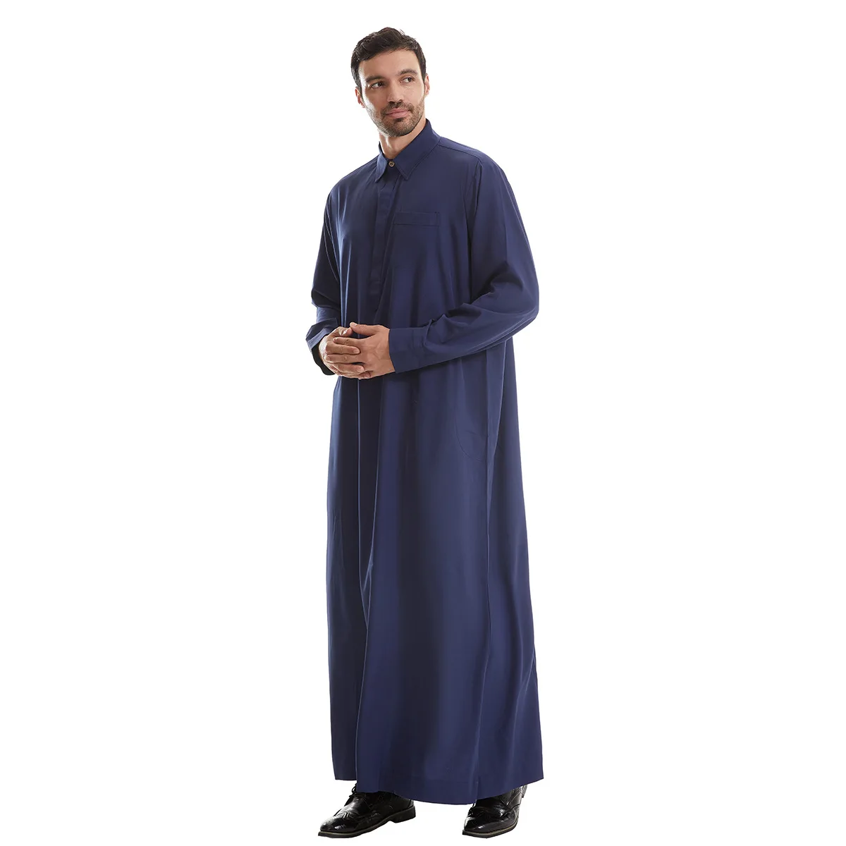 メンズ長袖イスラム教徒のローブ、サウジアバヤアラビックトーブjubba thoub dubai daffah kaftan中東Islam thawb jubba caftan