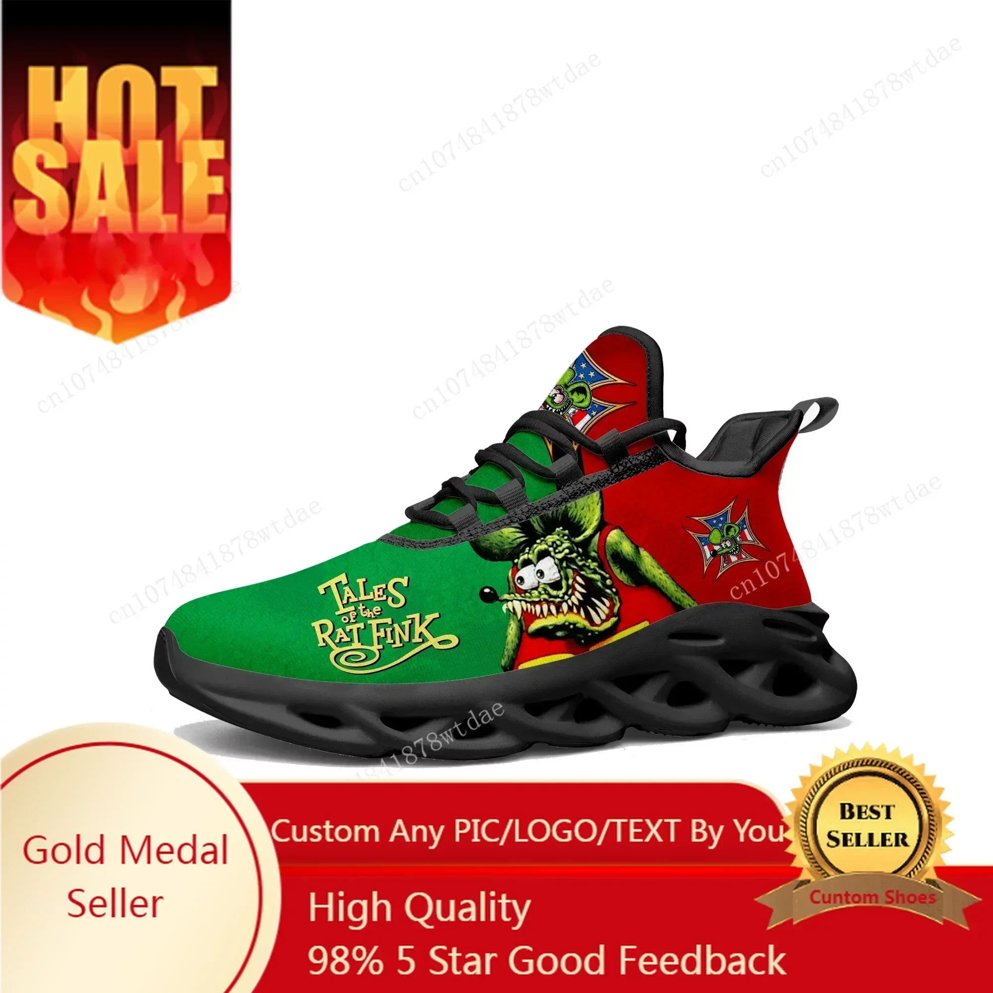 Tales Of The Rat Fink Flats Sneakers Mens Womens Sports Running Shoes High Quality  Anime Custom Lace Up Mesh Footwear