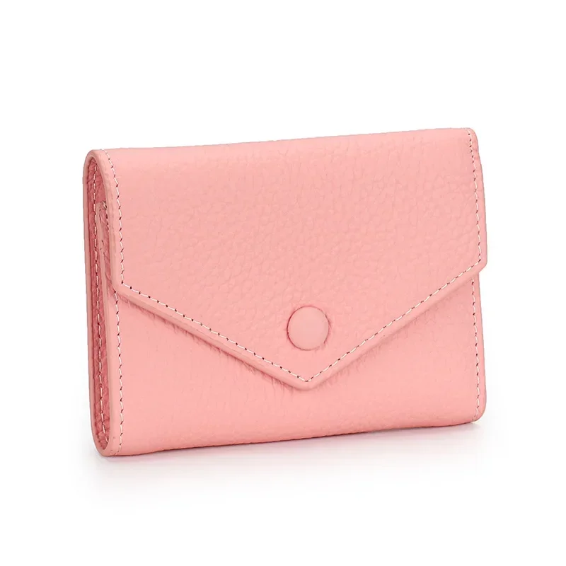 

Women Genuine Cowhide Short Wallet Fashion Envelop Small Purse Coin Card Holder Luxury Gift Money Clip 8Z