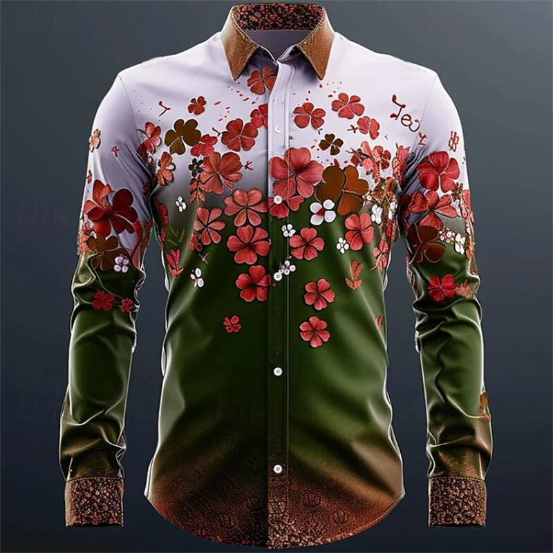 Men's Shirt Pattern Shirt 3D Printed Shirt Men's Vacation Hawaii Summer Flipped Long Sleeve Outdoor Vacation Leisure Breathable