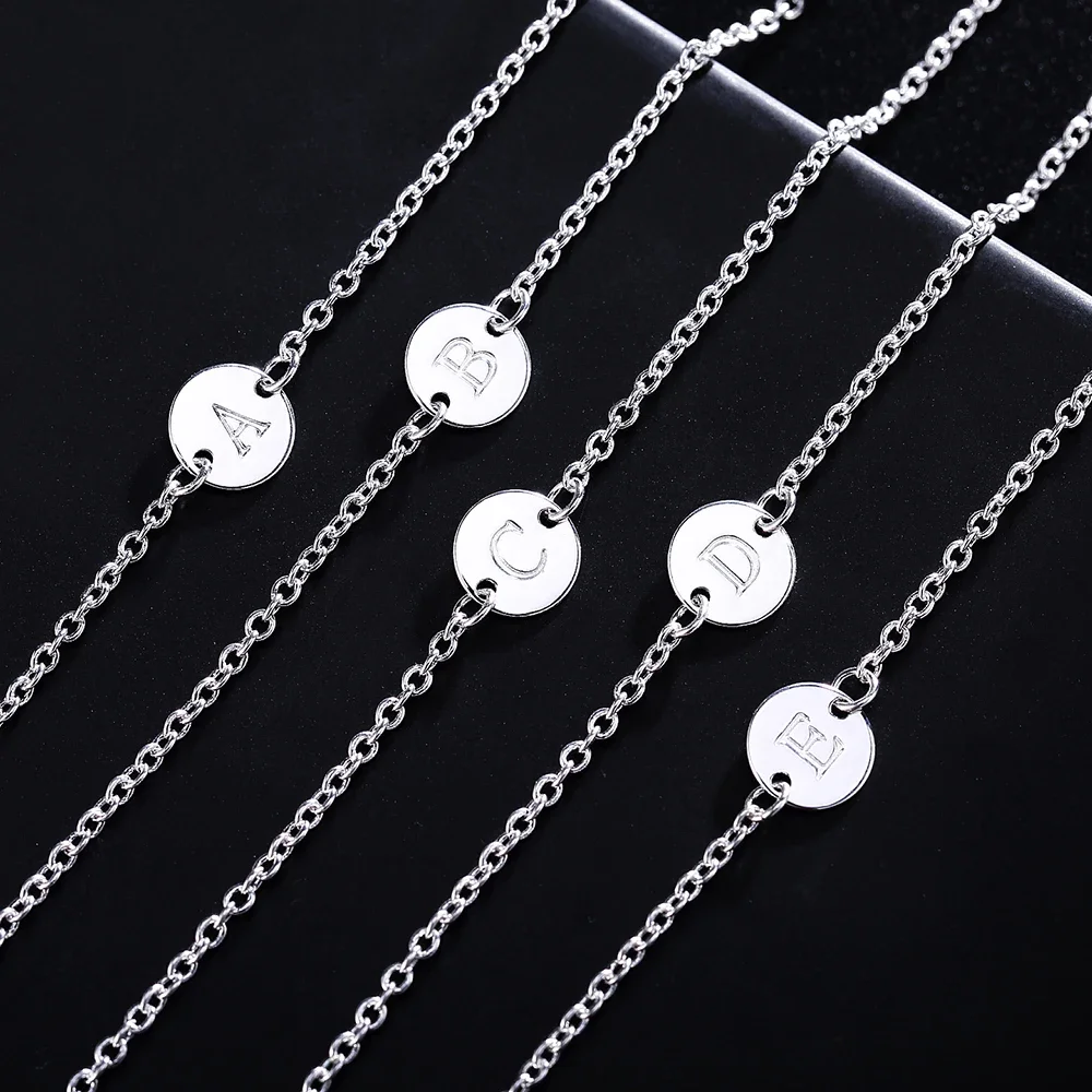New trend 925 sterling Silver 26 letter cards Chain Bracelets for Women Fashion wedding Party fine Jewelry Christmas Gifts