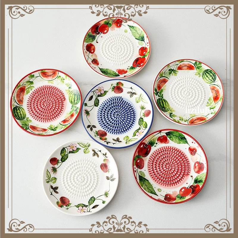 new Innovative Ceramic Garlic Grater Plate Frutero Multi-Purpose Home Dish for Mashing Ginger, Garlic & Small Spices