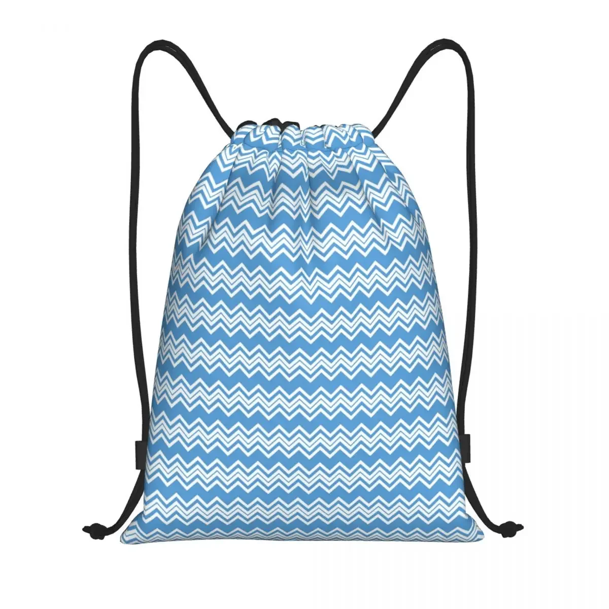 Custom Abstract Blue Hexagonal Art Drawstring Bag Men Women Lightweight Geometric Wallpaper Sports Gym Storage Backpack