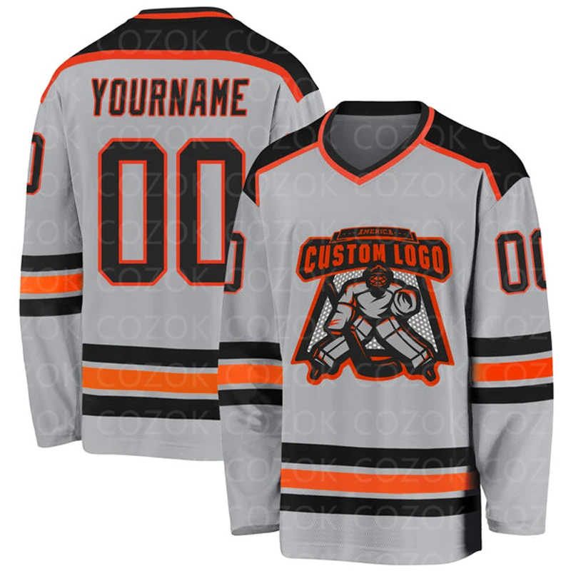 Camiseta de Hockey sobre hielo para hombre y mujer, Jersey de entrenamiento de competición con logotipo de nombre y número, impresión 3D