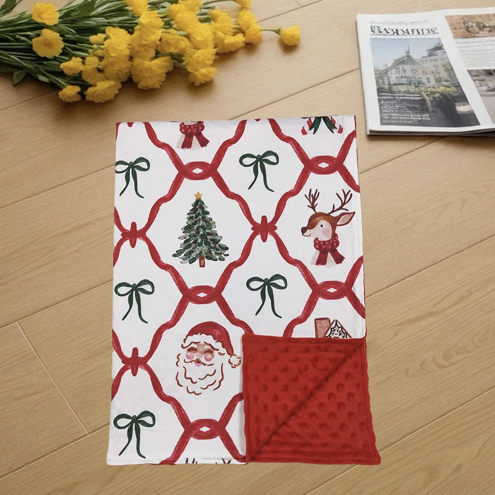 

9.22 Baby Blankets Baby Kids Deer Santa Candy Cane Christmas Blankets 29*43inches