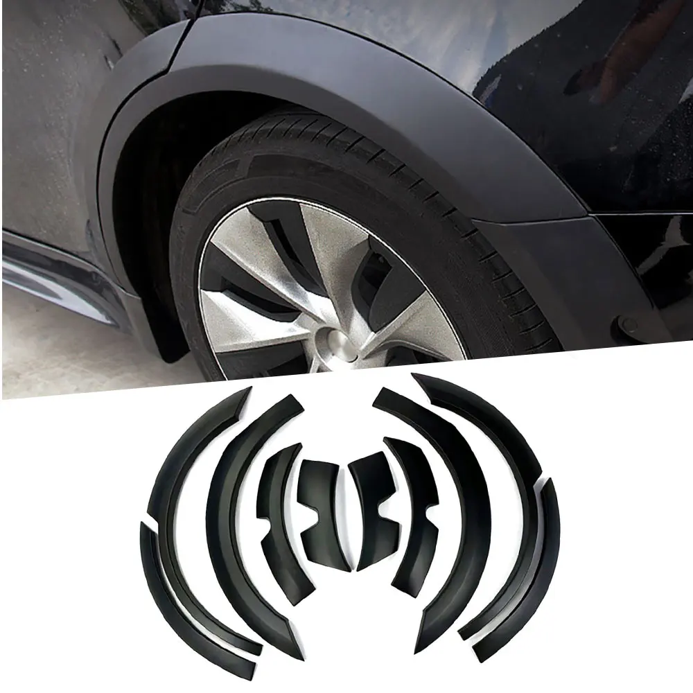 جديد ABS ماتي الأسود الوفير الجانب واسعة الجسم عجلة الحاجب 10 قطعة/المجموعة سيارة حماية لنموذج Y 2021 + تصفيف السيارة #6