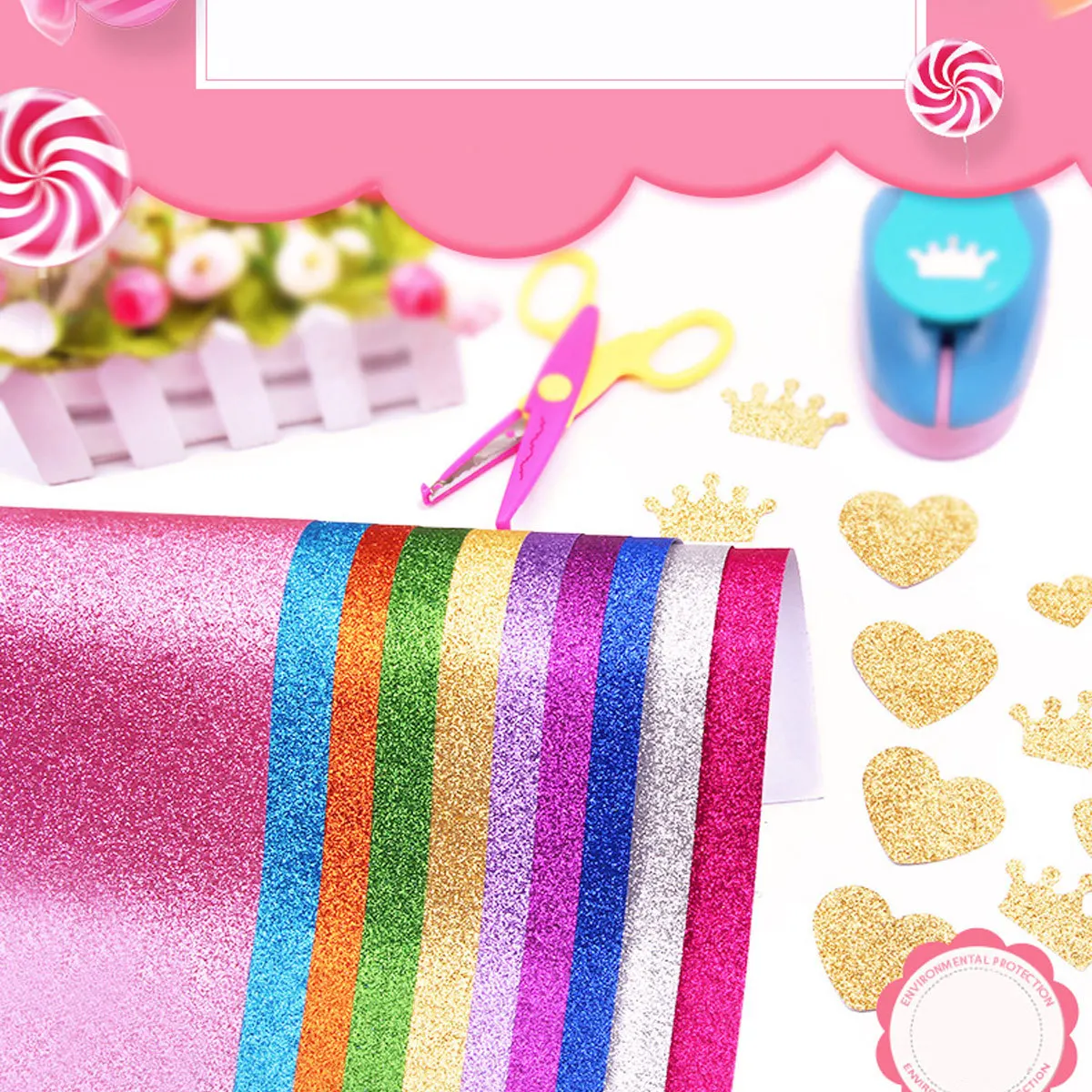 Glitter Paper 10 Sheets DIY Craft Material Colorful Scrapbooking Photo Album Decor Handmade Art Projects Accessory