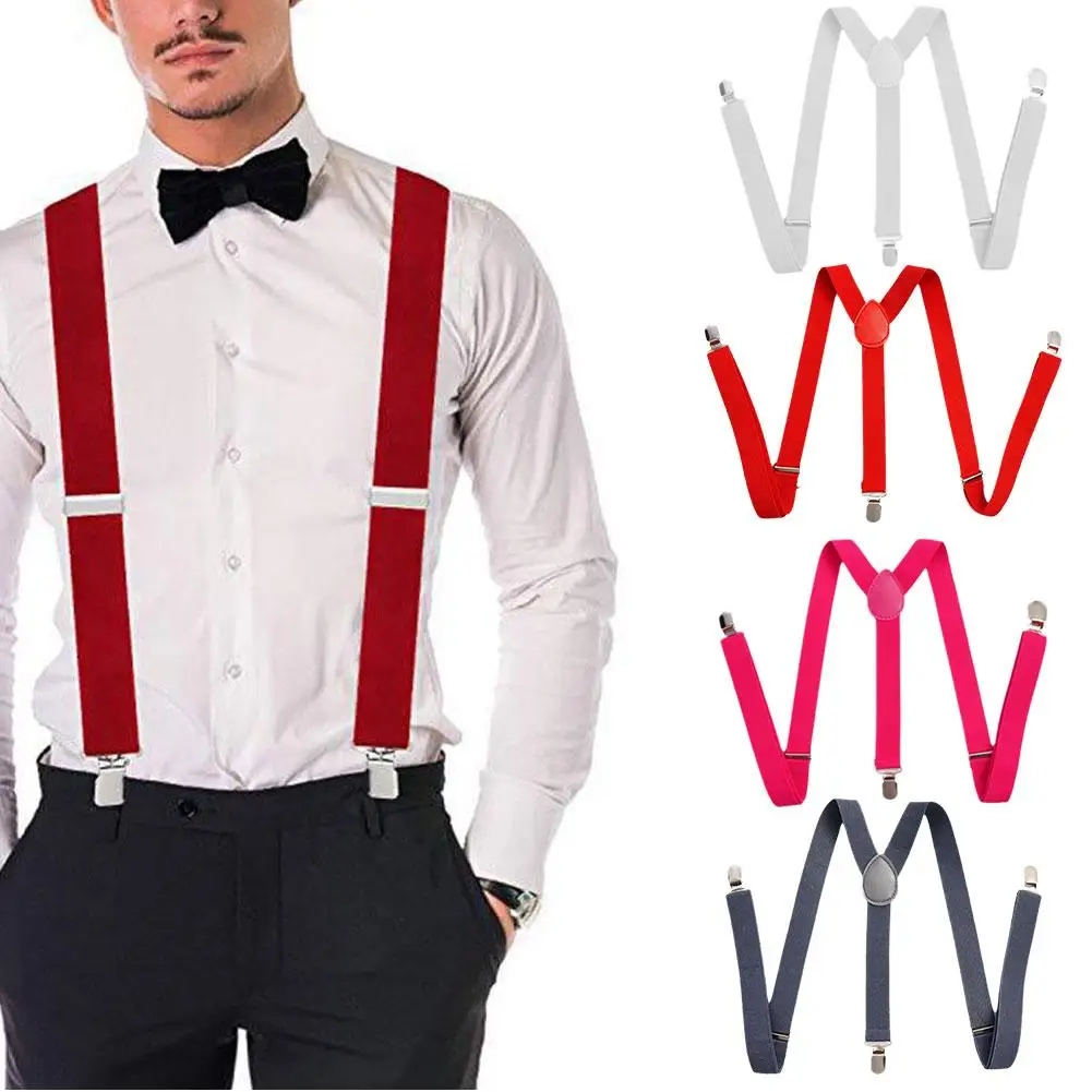 Suspenders Men Adjustable Polyester Elastic Adult Suspenders Size Wide Fits One Clips Shape Y Heavy All Unisex Duty Braces Q1C8