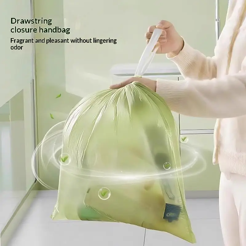 Thickened Flat Top Plastic Garbage Bags Pre-cut Tear Resistant Color Trash Bags for Household Kitchen Waste Handling