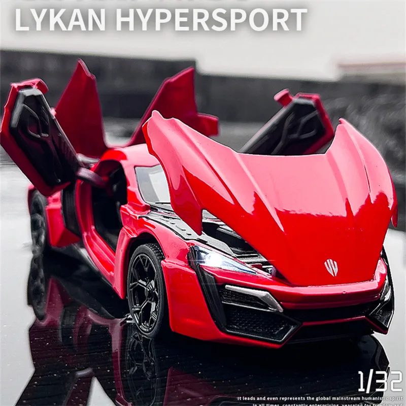 1:32 Lykan Hypersport Alloy Sports Car Model Diecasts Metal Toy Vehicles Car Model Simulation Sound Light Collection Kids Gift