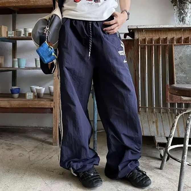 

Fashion Goth Cargo Pants Wide Leg Pants Women Summer Sweatpants Patchwork High Waist Loose Straight Trousers Joggers Female Y2k