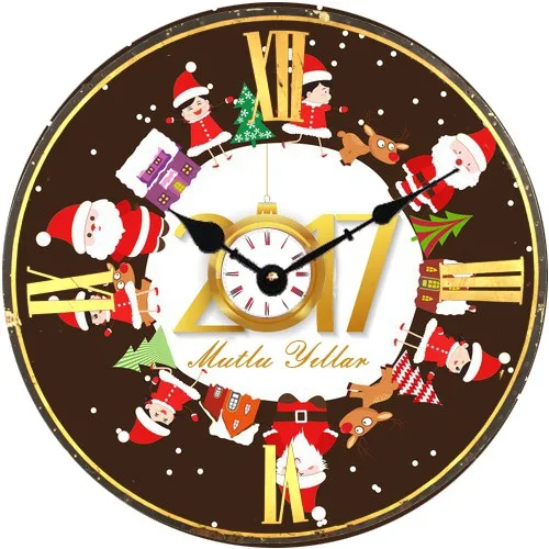 Markakanvas Wood Round New Year Wall clock