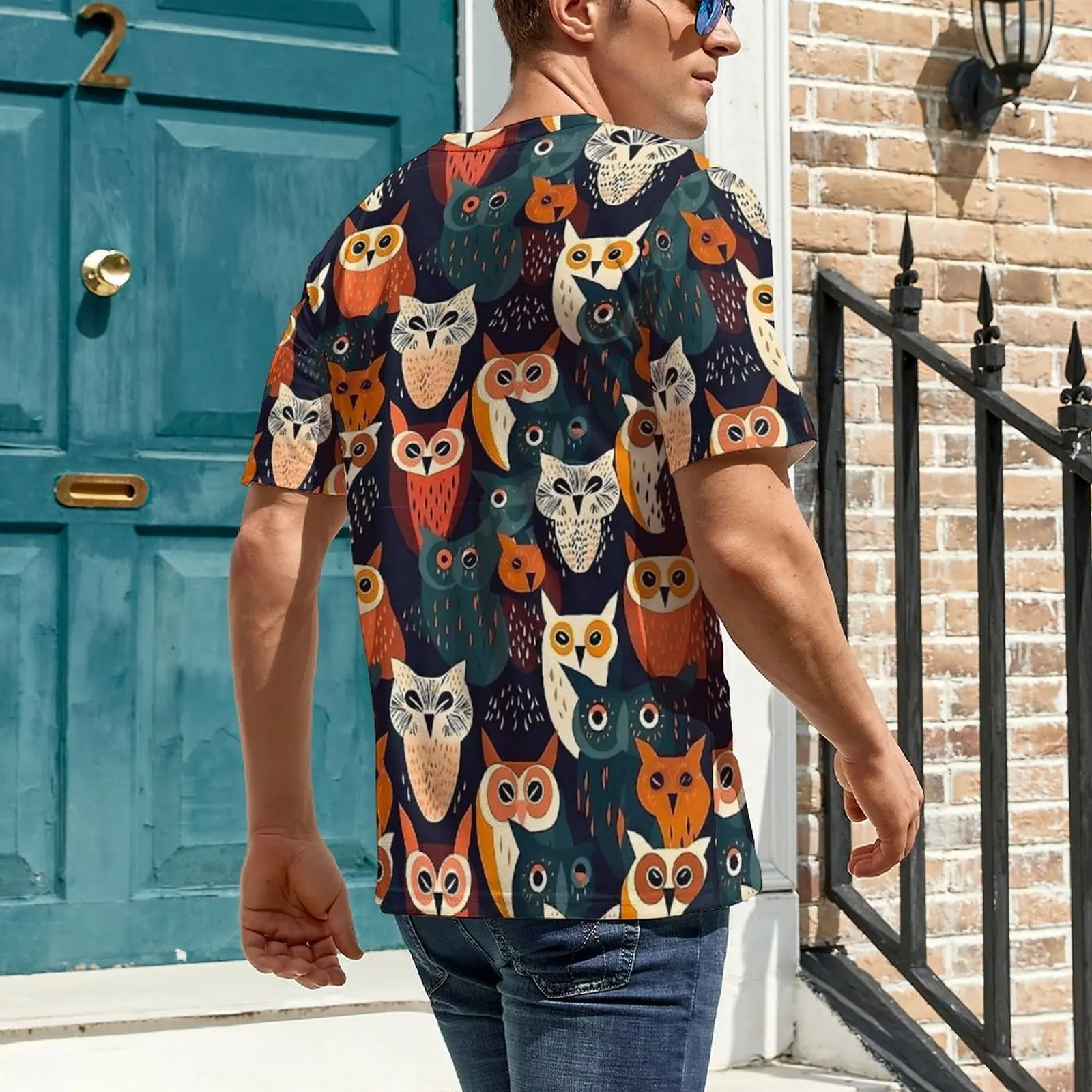 Oversized T Shirt Beach Artsy Bold Owl T-Shirts Animal Print Y2K Casual O Neck Tshirt Male Novelty Printed Tees