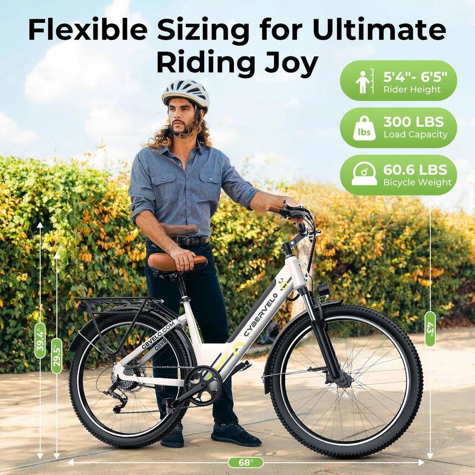 Cybervelo 1000W Peak Electric Bike 26 Inch 7-Speed Removable Battery 80 Miles Range Ebike for Men And Women Beach Snow Commute EK2 image 7
