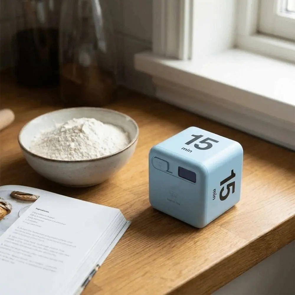 LED Display Cube Timer Time Management Gravity Sensitive Kitchen Timer Portable 15/20/30/60 min Reminder Timer Kitchen Use