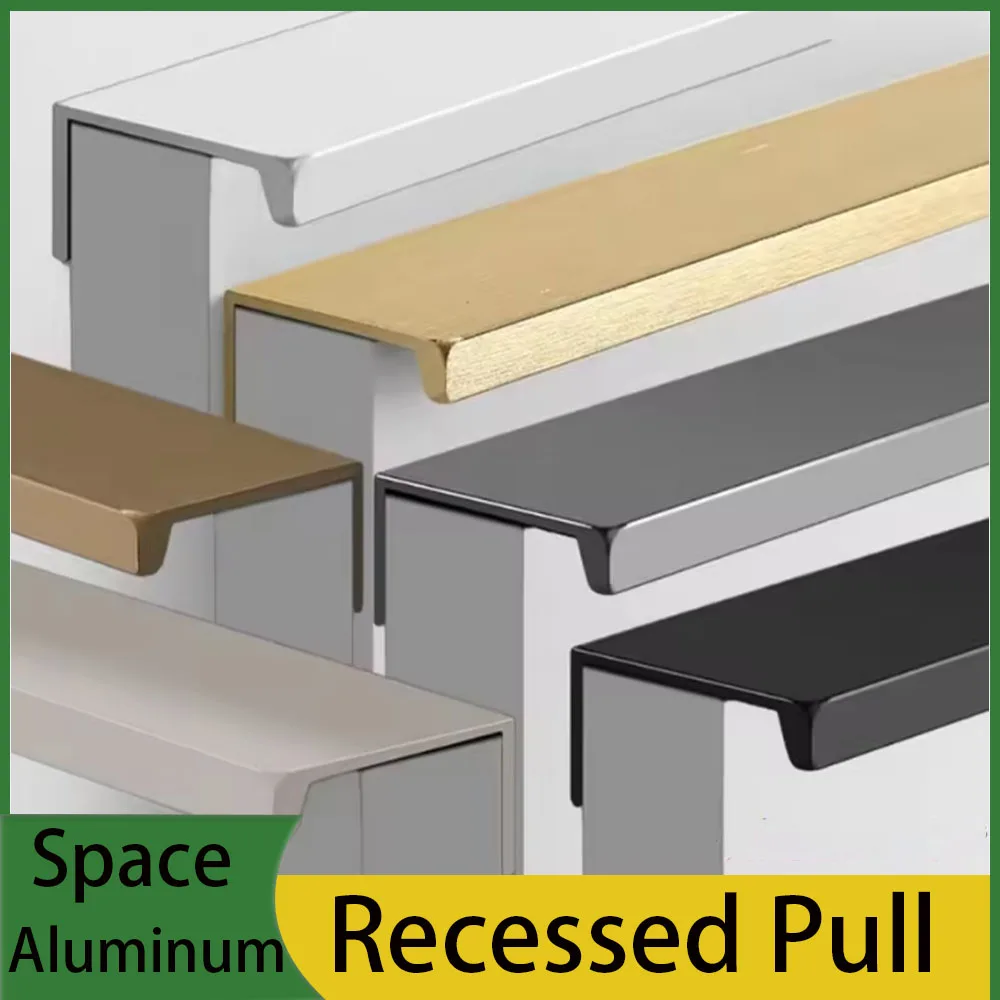 Double Chamfered Anti Scratch Invisible Handle Wardrobe Cabinet Door Drawer Seam Side Mounted Space Aluminum Long Handle