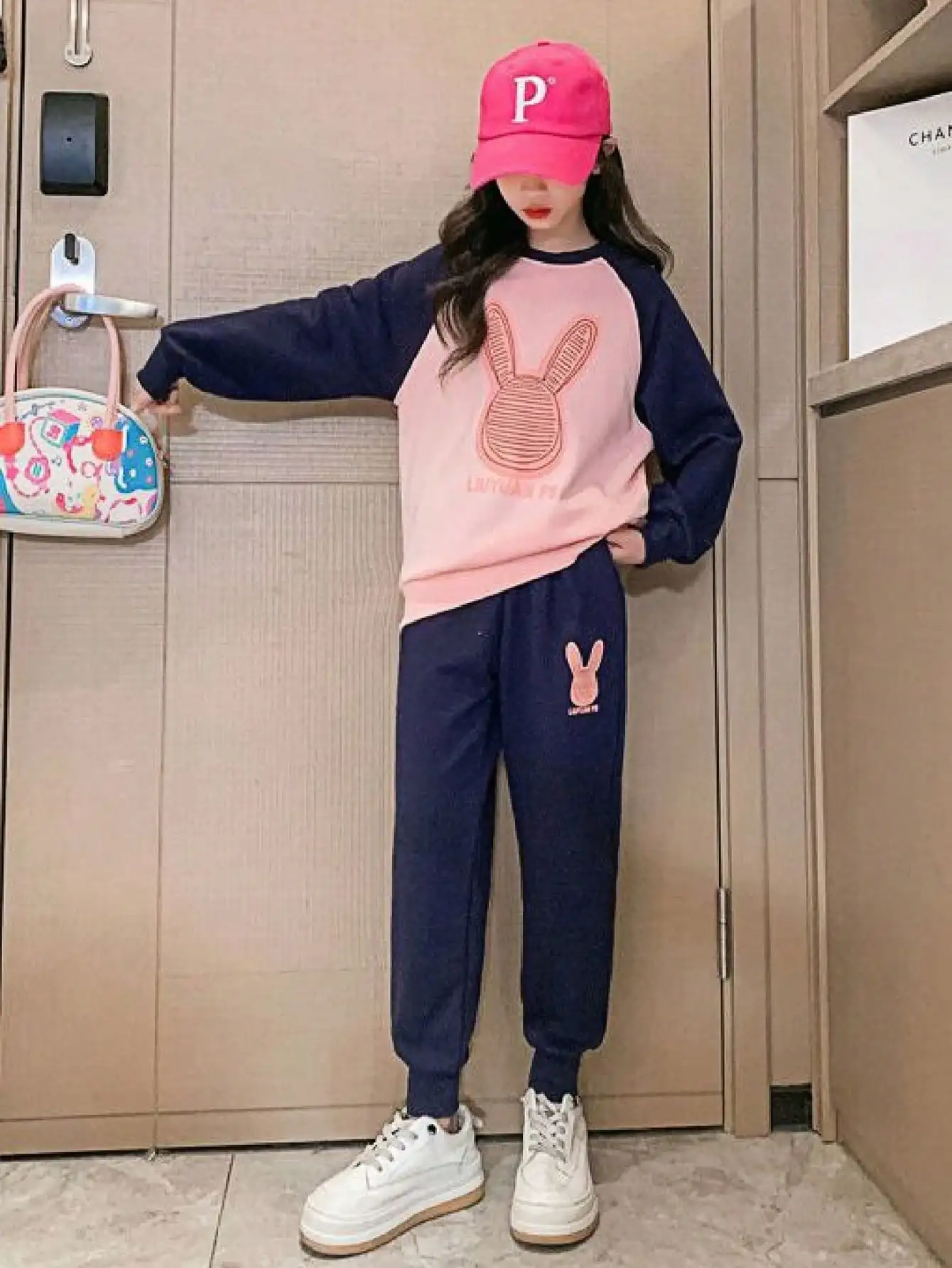 Cute Girl Growth Sleeve Hoodie Rabbit Baby Set 2 pieces, popular style, suitable for daily travel