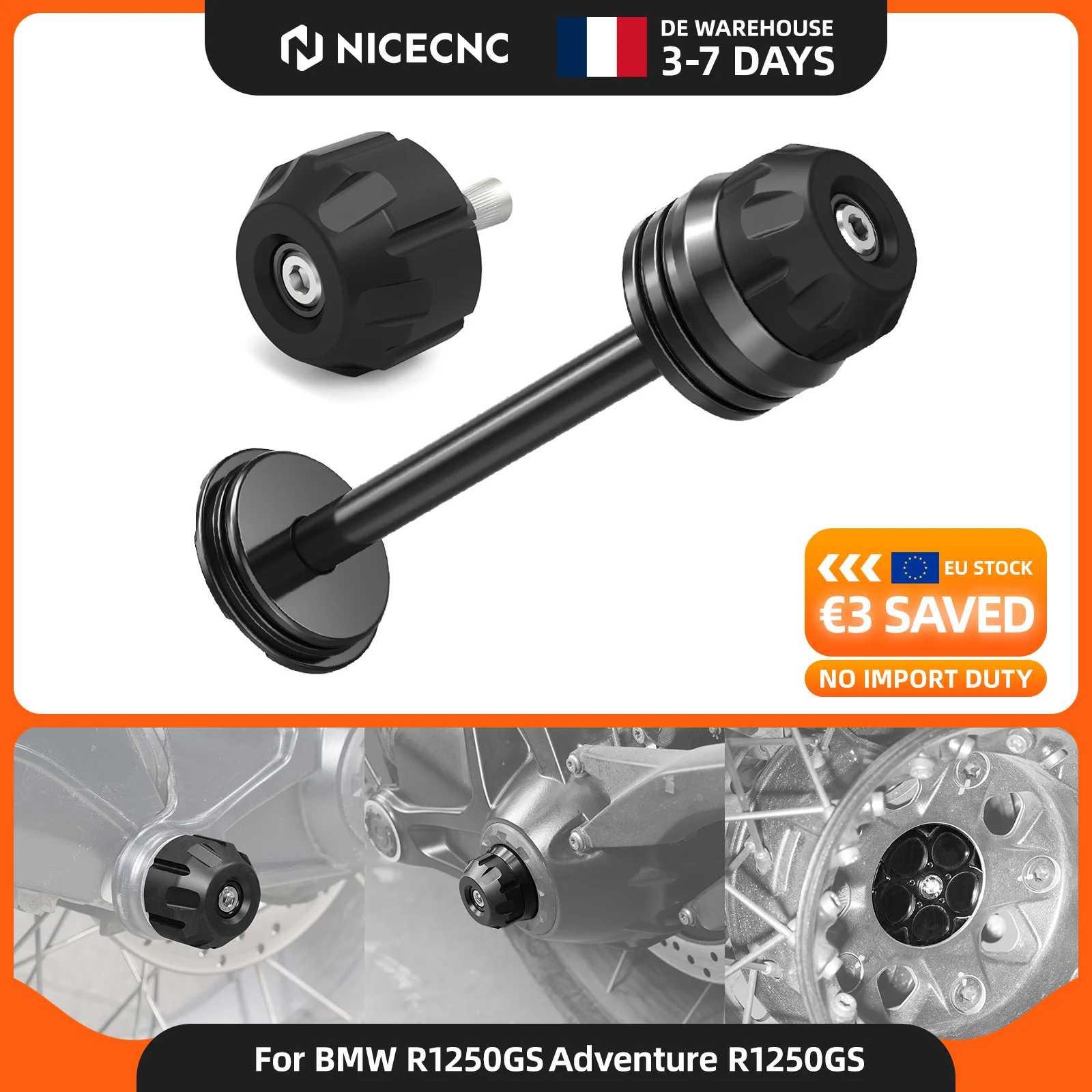 2019-2024 Für BMW R1250GS Adventure NICECNC Motorrad Hinterachs-Sturzschutz Rahmen-Slider Sturzschutz Crash-Protektor BMW R1250GS 2019-2024 BMW R1250GS GSA R1250GS ADV