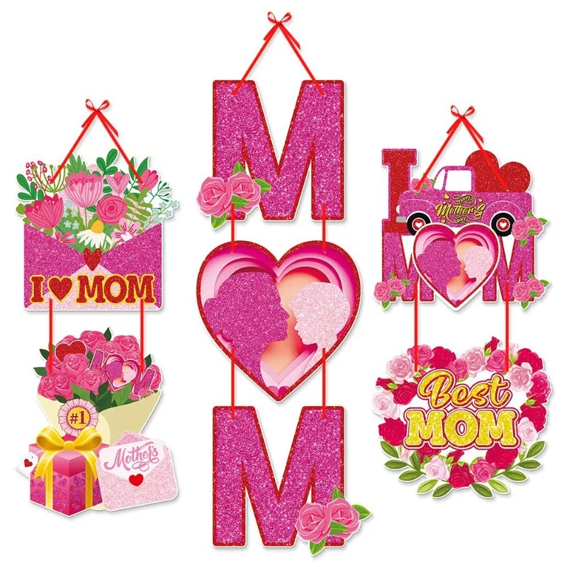 

New Mothers Day Door Hanging Decor Floral Window Hanging Ornament for Party Home Decoration DIY Thanksgiving Anniversary Party