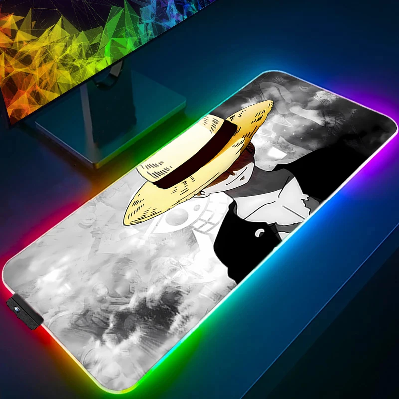 

Anime Gaming Speed Mouse Pad one piece luffy 90x40cm LED Gamer Large Mouse Mat Backlight Keyboard Mousepad RGB Computer Desk Mat
