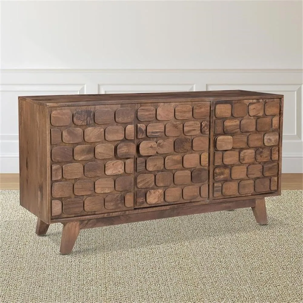 Mid-Century Walnut Finish Solid Wood Accent Server