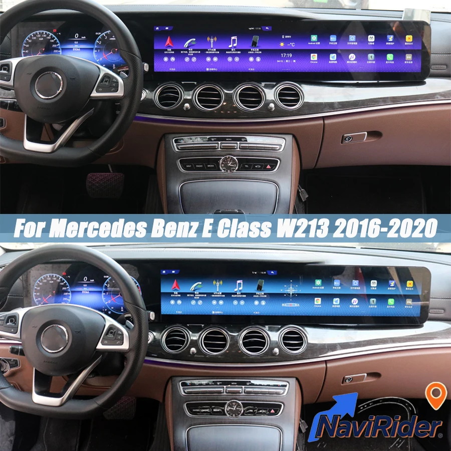 38.5inch Triple Digital Dashboard Screen For Mercedes Benz E Class W213 2016-2020 Android Auto CarPlay Car GPS Navigation Stereo