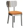 Panama Chrome Brushed Plated Stainless Steel Western Pizza Canteen Restaurant Sofa Table And Chair Furniture For Bar Cafe