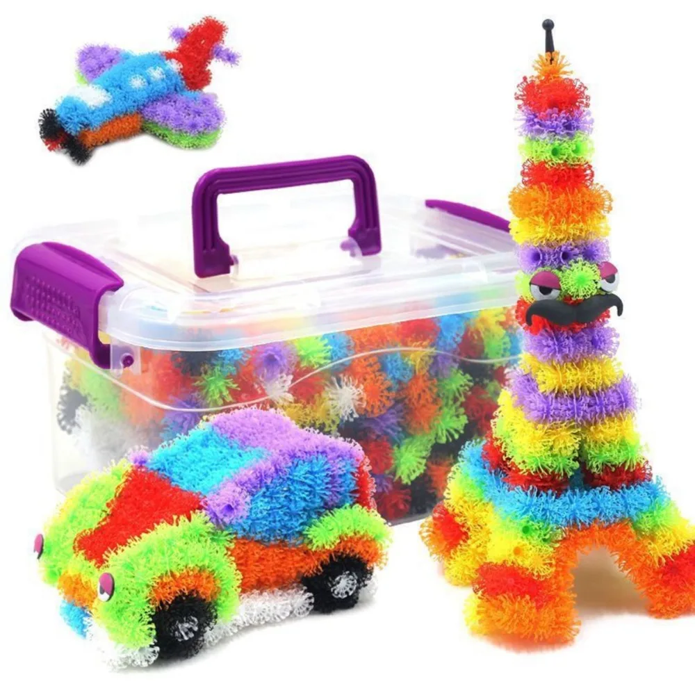 Colorful DIY Assembly 3D Thorn Balls Flexible Construction Toy Sticky Ball Toys DIY Puffer Ball Kids Playroom