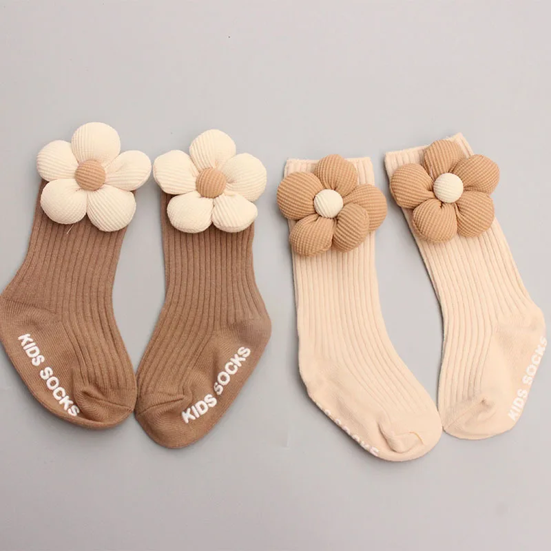 0-12M Infant Accessories Cute Flower Spring Autumn Cotton Newborn Baby Bebe Girl Hat Socks Two Pieces Set