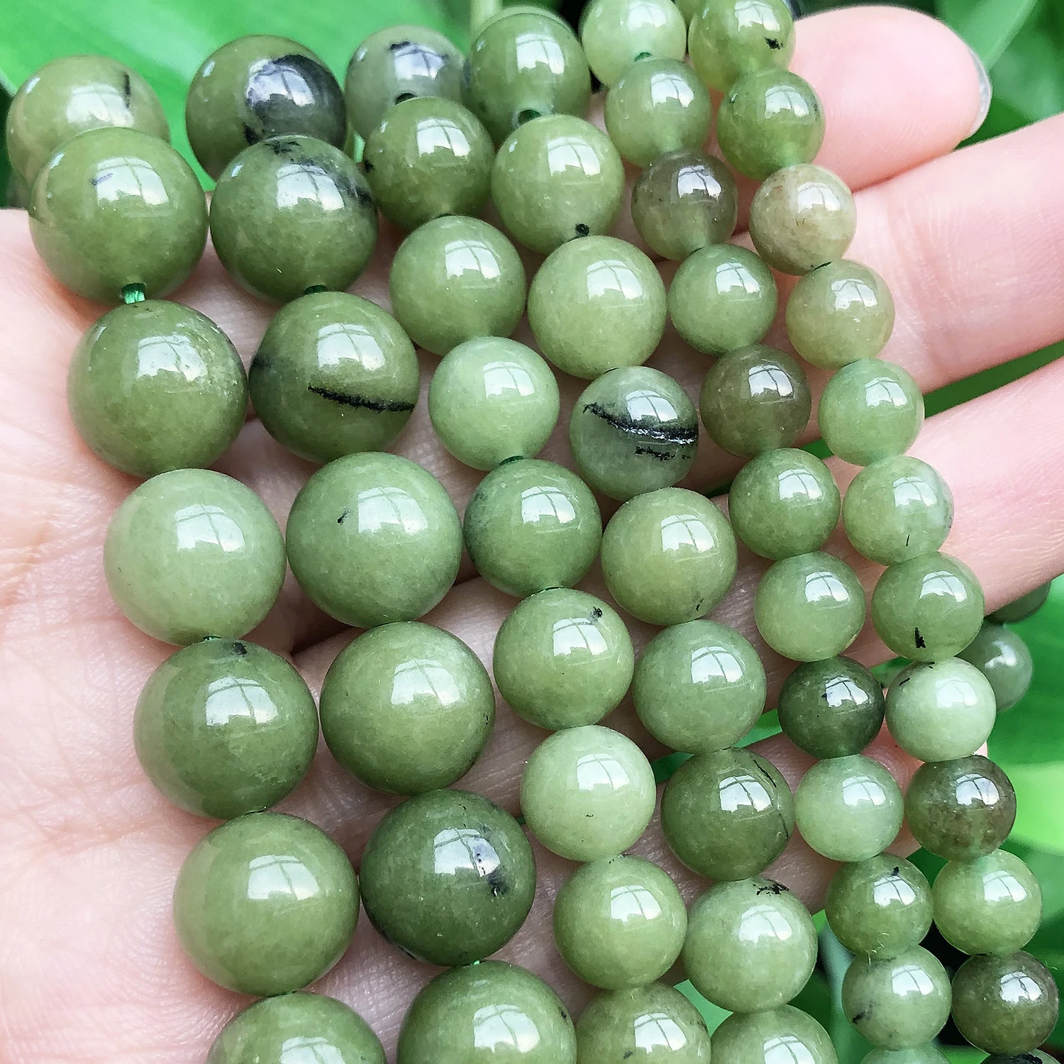 6 8 10mm Green Jades Stone Beads Natural Round Loose Spacer Beads DIY Accessories for Jewelry Bracelet Earrings Making 15''inch